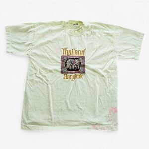 Vintage Single Stitch Thailand Bangkok Elephant Embroidered Sequin Tee T-Shirt L